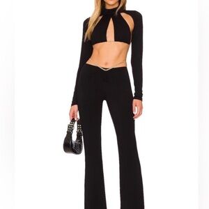 H:Ours Black Flared Pants - Women's Stretch Knit